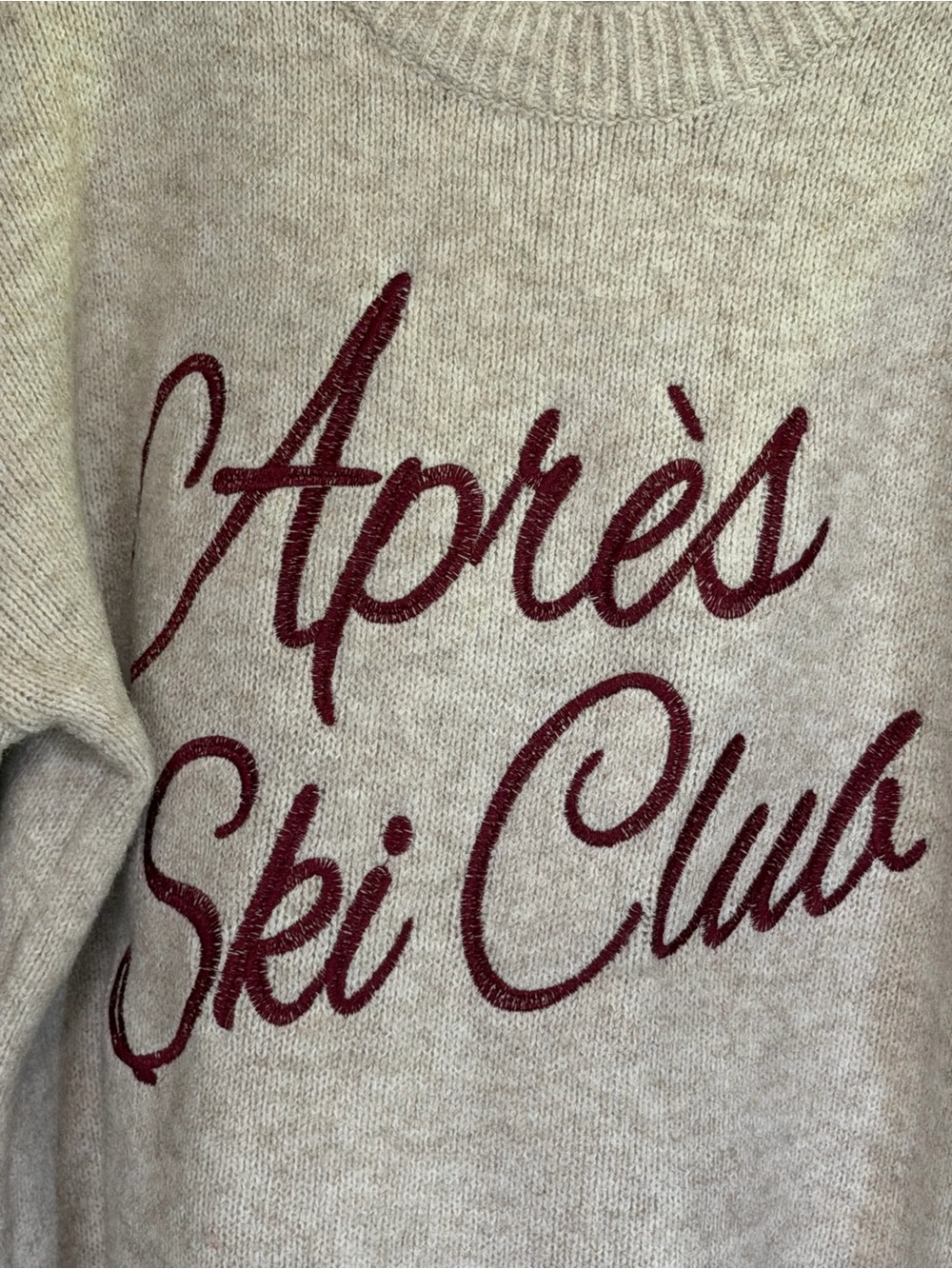 Bailey Rose Cream Crewneck Sweater with Burgundy Apres Ski Script - Picture 2 of 3